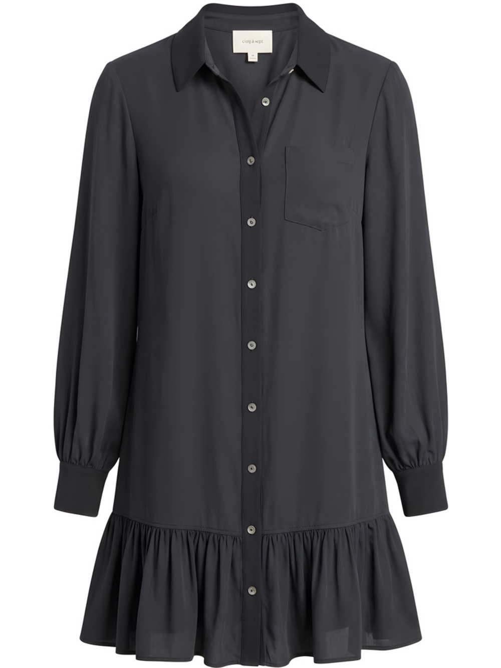 cinq a sept Navy 💯 silk Long Sleeve Shirt Dress